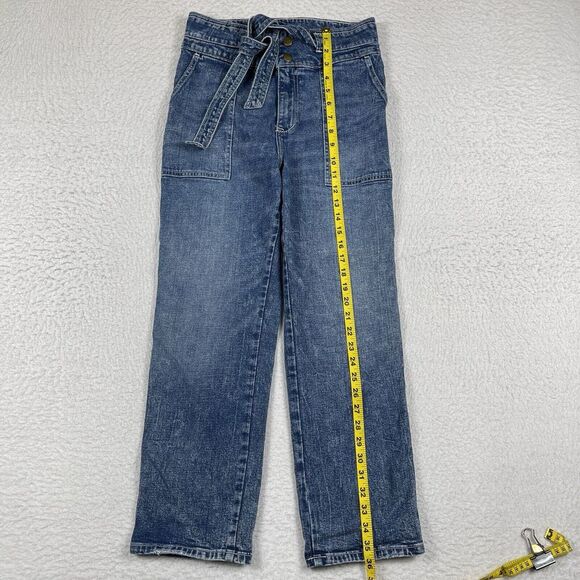 Abercrombie & Fitch Jeans Womens 29/8 Blue Denim Ultra High Rise Straight Belted - Picture 5 of 13